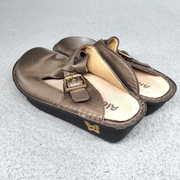 Alegria Classic Clog Sandal Women EU 36 / US 6 Bronze Metallic Leather ALG-201 - Picture 4 of 16